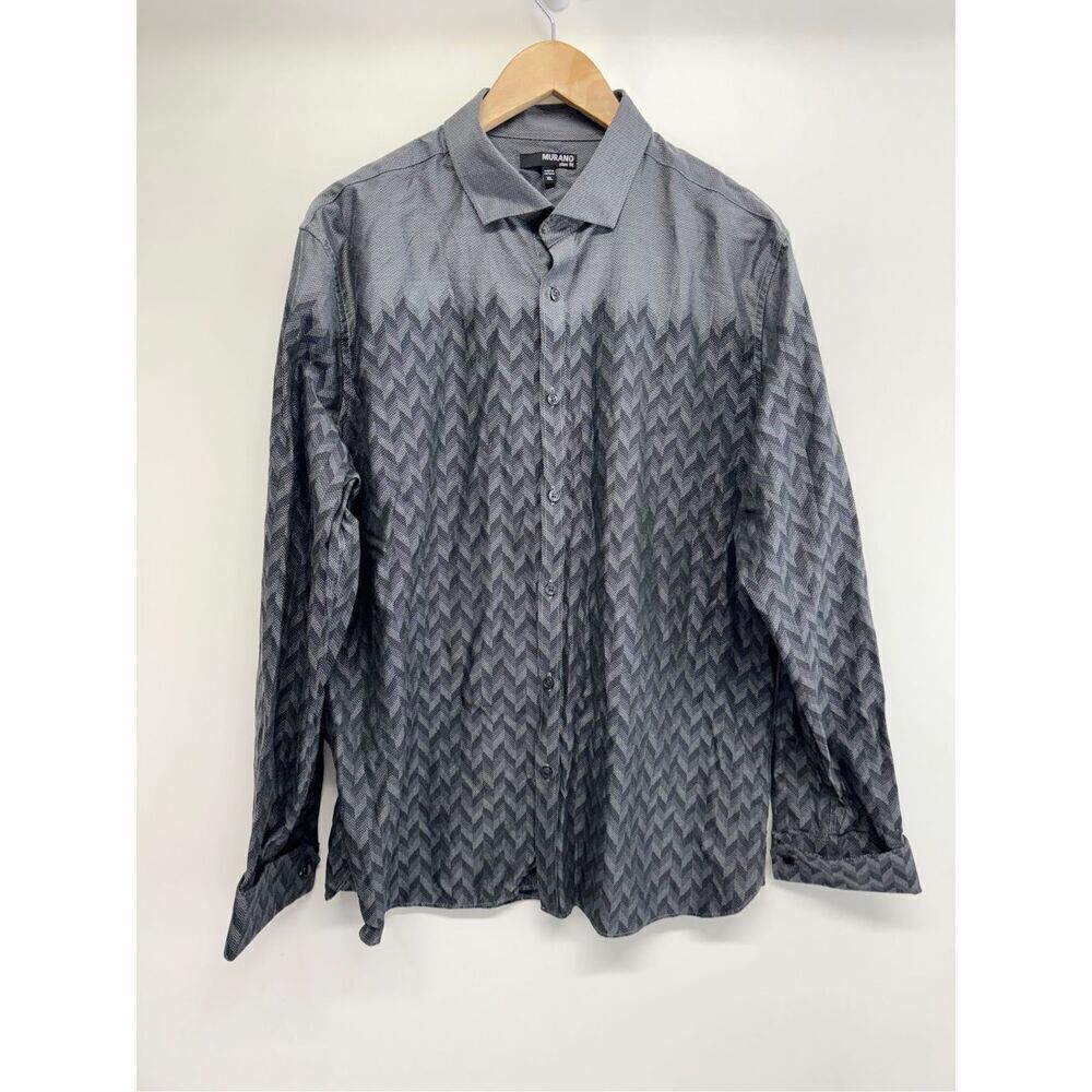 Murano Casual Shirt Size Mens ExtraโLarge Gray Black Collaredโ Long Sleeve